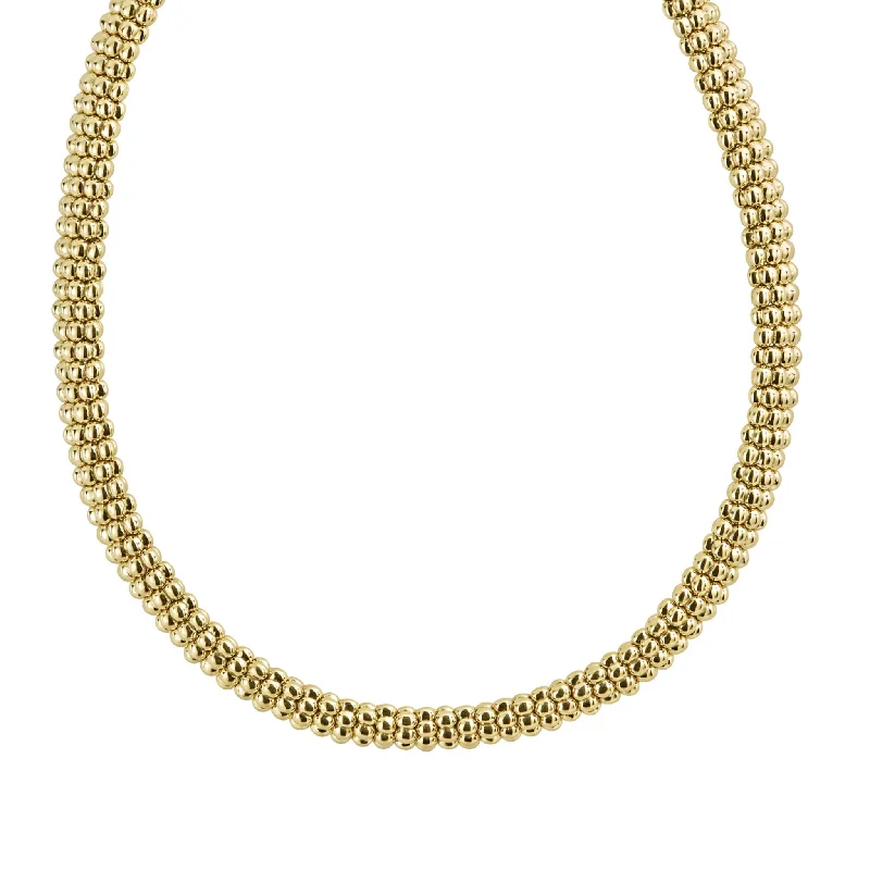 custom gold necklaces for women-Caviar Gold 18K Gold Caviar Necklace | 9mm