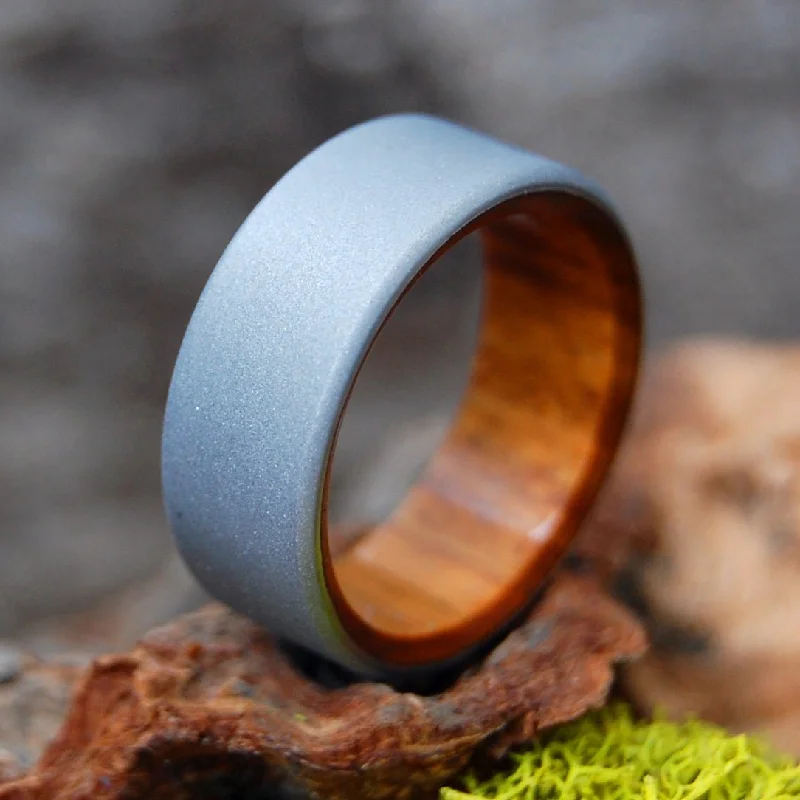 Sandblasted Ancient Kauri Kore | Men's Kauri Wood & Titanium Wedding Ring