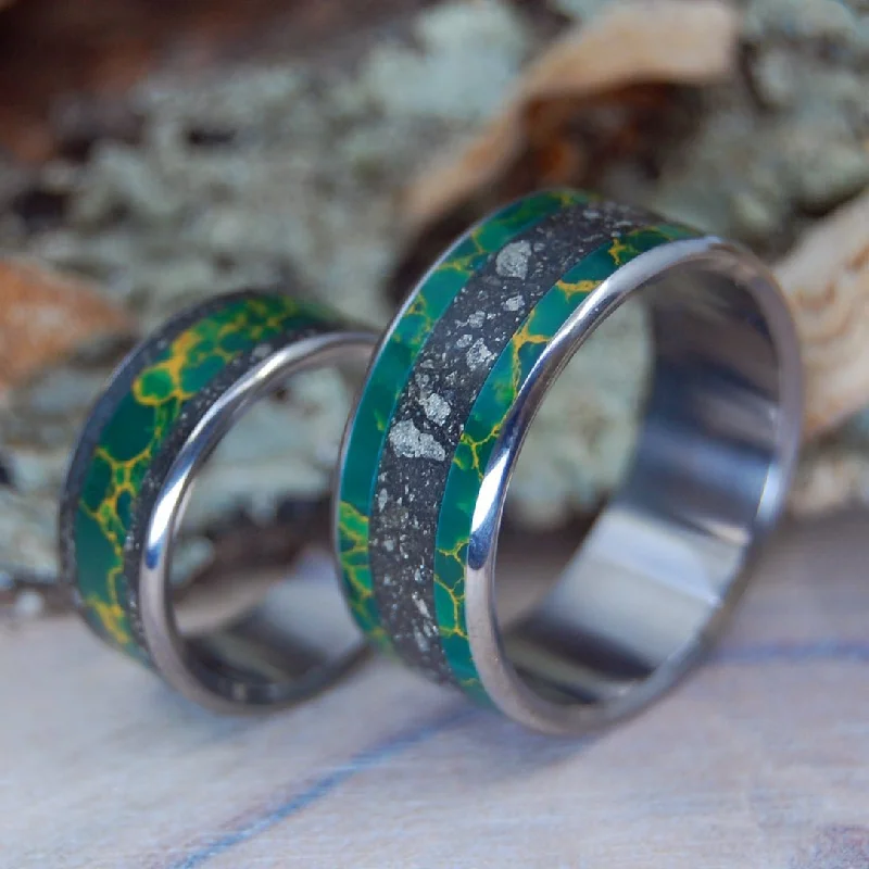 Fool For Love I & Ii | Fools Gold & Egyptian Jade - Unique Wedding Ring Set