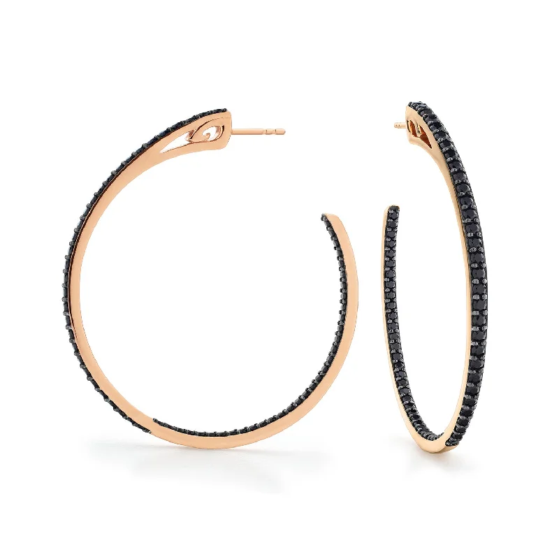 hoop diamond earrings for women-Spirit Pavé Hoop Earring 45mm - 18K Rose Gold Vermeil + CZ Noir