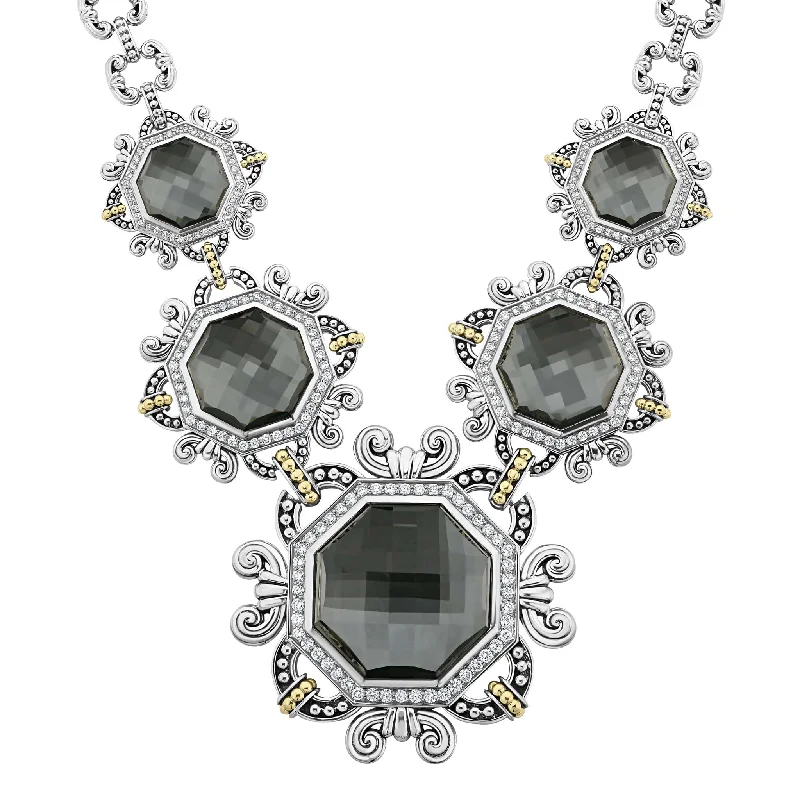 pearl pendant necklaces for women-Empress Hematite and Diamond Statement Necklace