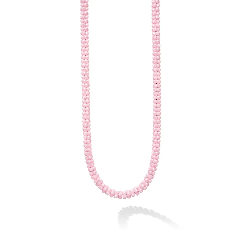 religious necklaces for women-Pink Caviar Pink Ceramic Beaded Necklace | 5mm