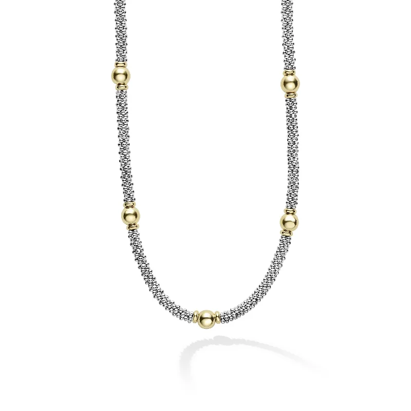 gold chain necklaces for women-Signature Caviar 18K Gold Station Necklace