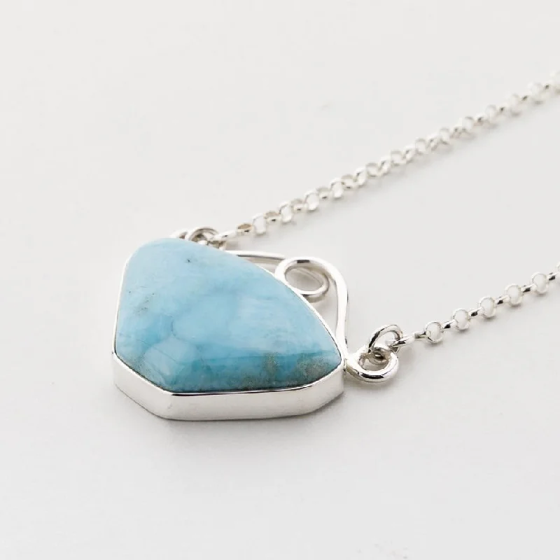 gemstone pendant necklaces for women-Larimar Necklace, Mayim