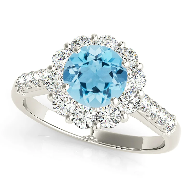 1.75 ct. Genuine Aquamarine Ring With Halo And Diamond band