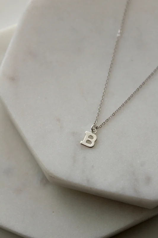 charm necklaces for women-Silver Block Letter Necklace