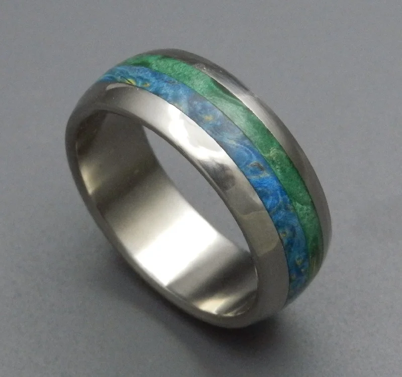 Bliss | Men's Blue Box Elder Wood & Titanium Wedding Ring