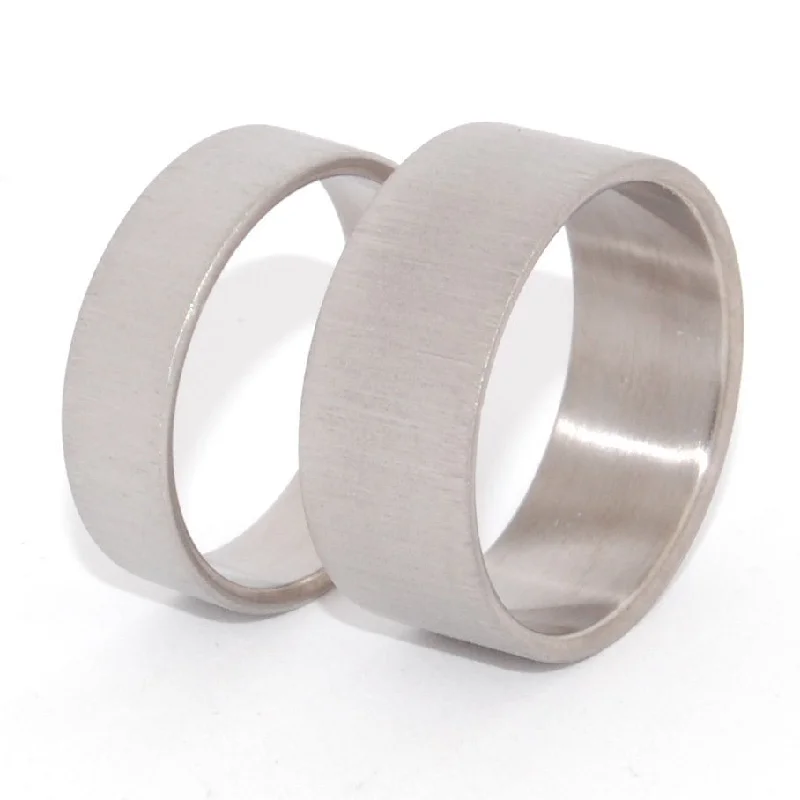 Straight Up | His And Hers Matching Titanium Wedding Band Set