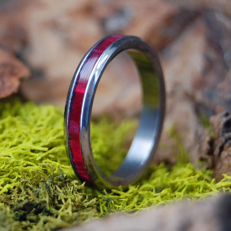 Red Marbled Flared | Men's Red Marbled Opalescent Resin & Titanium Wedding Ring