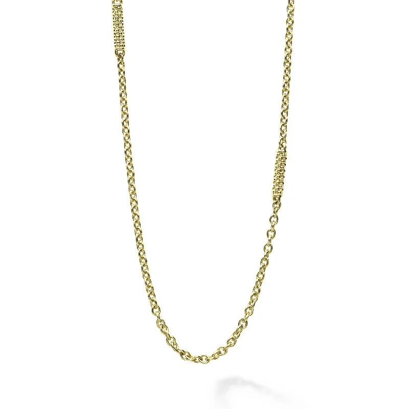 trendy necklaces for women-Signature Caviar 18K Gold Superfine Station Chain Necklace