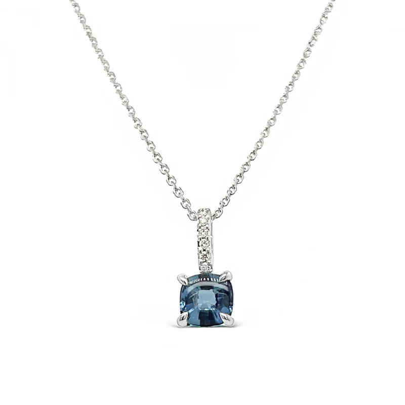 unique gemstone necklaces for women-Blue Sapphire White Gold Necklace