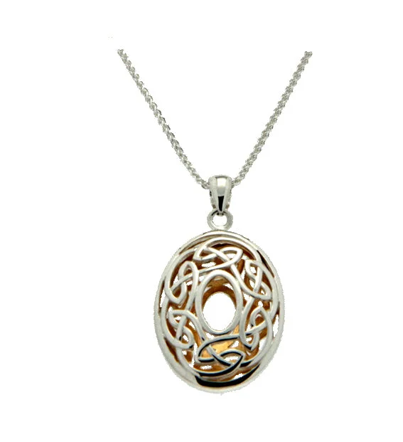 birthstone pendant necklaces for women-Silver with 22k Gold Gilding Window to the Soul Oval Pendant