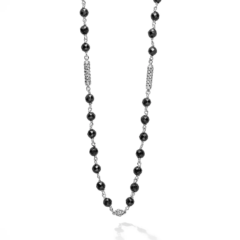 moon necklaces for women-Caviar Icon Black Ceramic Beaded Necklace