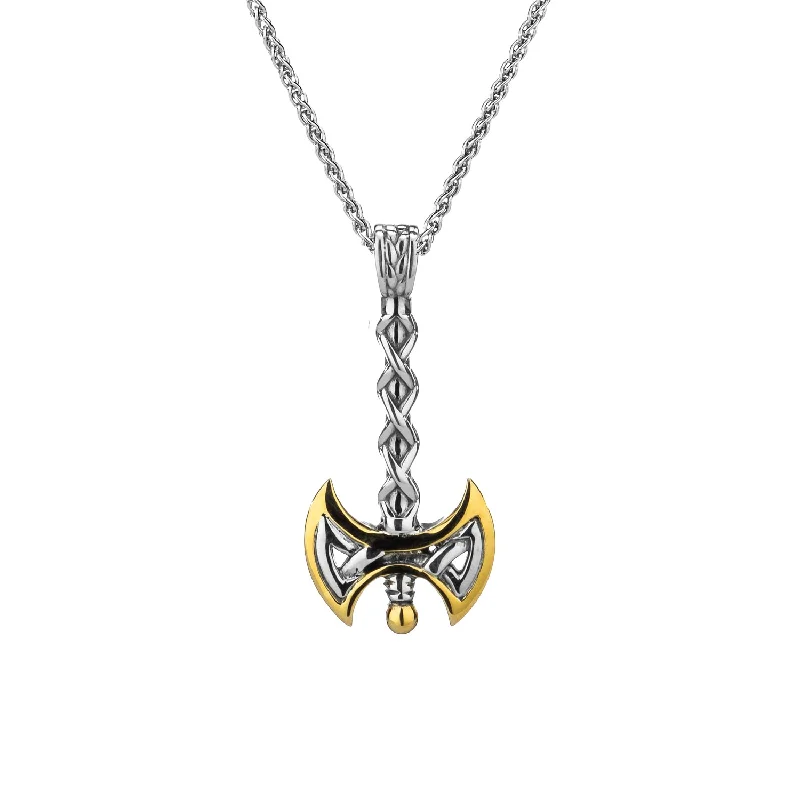 mother's day necklaces for women-Silver and 10k Gold Axe Pendant