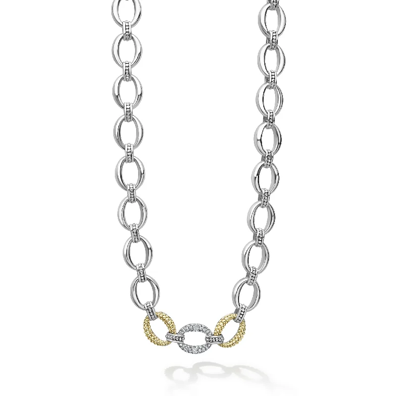 elegant chain necklaces for women-Caviar Lux Single Station Diamond Link Necklace