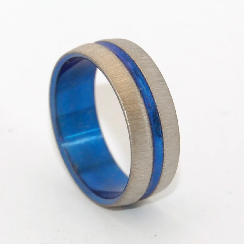 Blue Signature Ring Vertical Stroke | Men's Titanium Wedding Ring