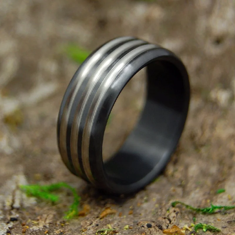 Atomic Groove | Men's Zirconium & Black Wedding Ring