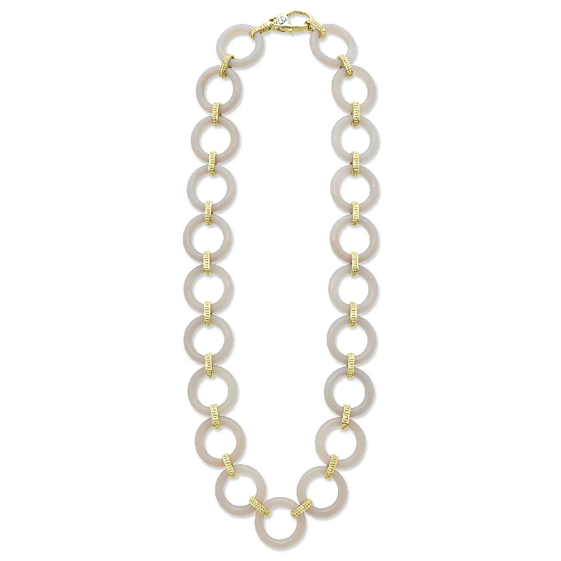 layered gold necklaces for women-Studio 18K Gold and Ceramic Circle Link Necklace