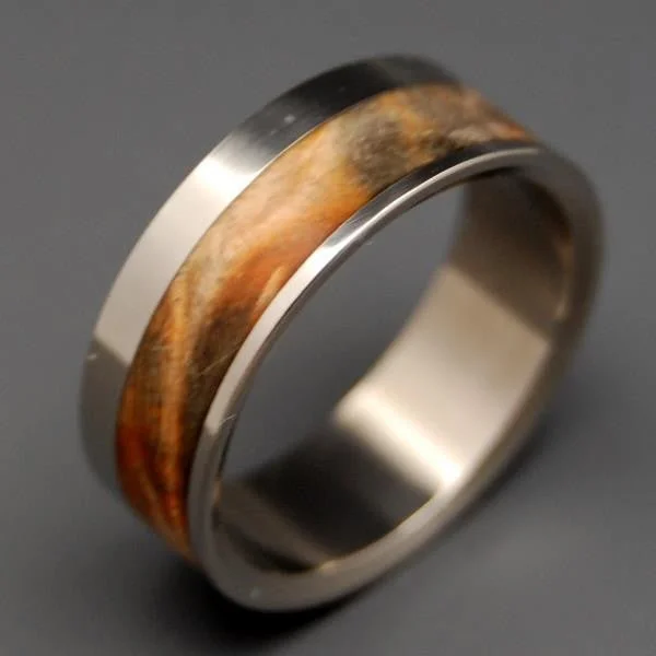 Tuck Everlasting | Men's Golden Box Elder Wood & Titanium Wedding Ring