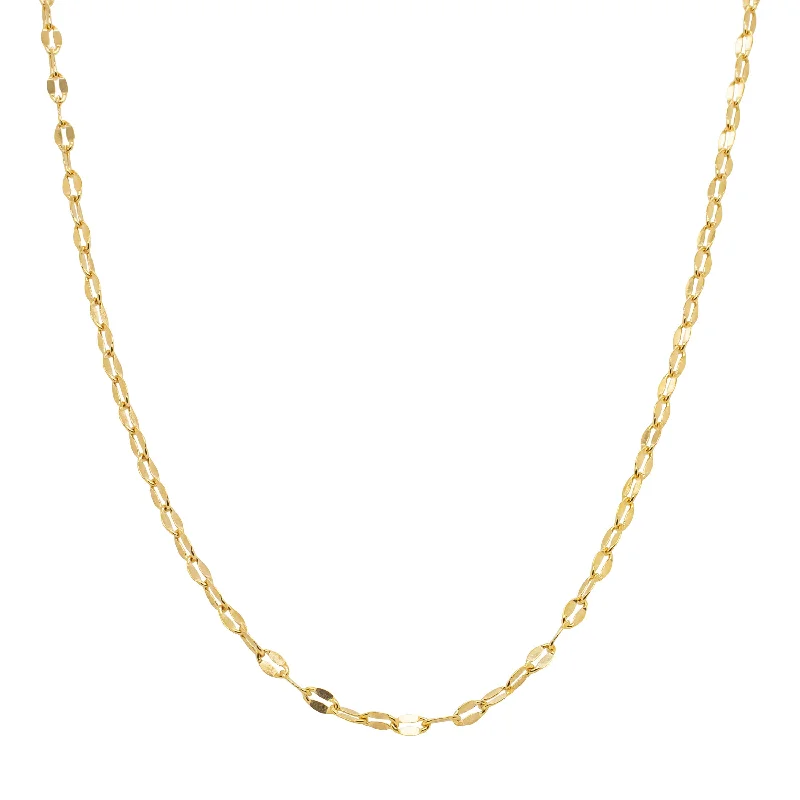 anniversary necklaces for women-9ct Yellow Gold Faceted Oval Link Chain