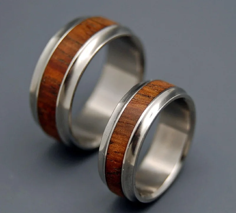 Mau Loa | Hawaiian Koa Wood & Titanium Wedding Ring - Wooden Wedding Ring Set