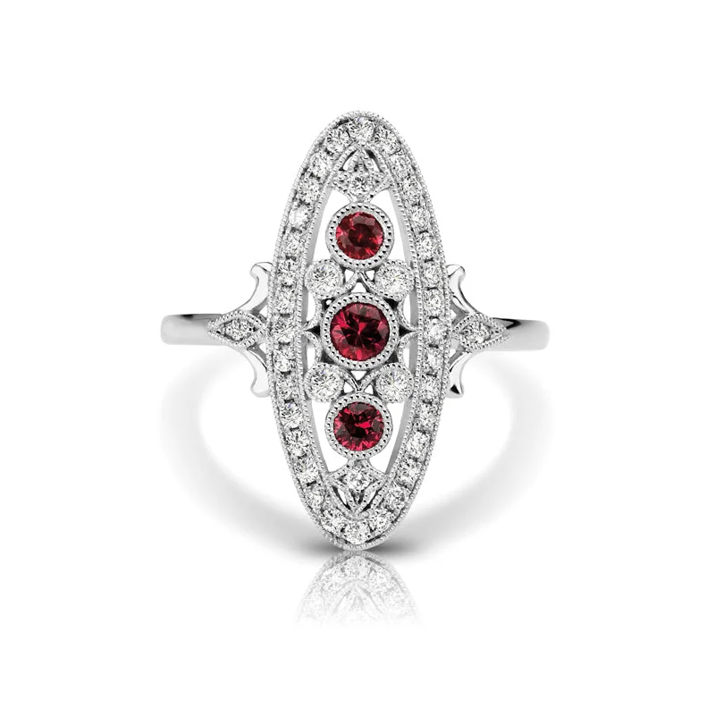 Vintage Inspired 0.35 ct. Natural Ruby Ring With Diamonds