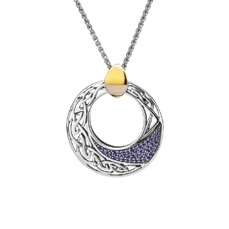 rose gold chain necklaces for women-Silver and 10k Gold Comet Pendant with Amethyst or Topaz