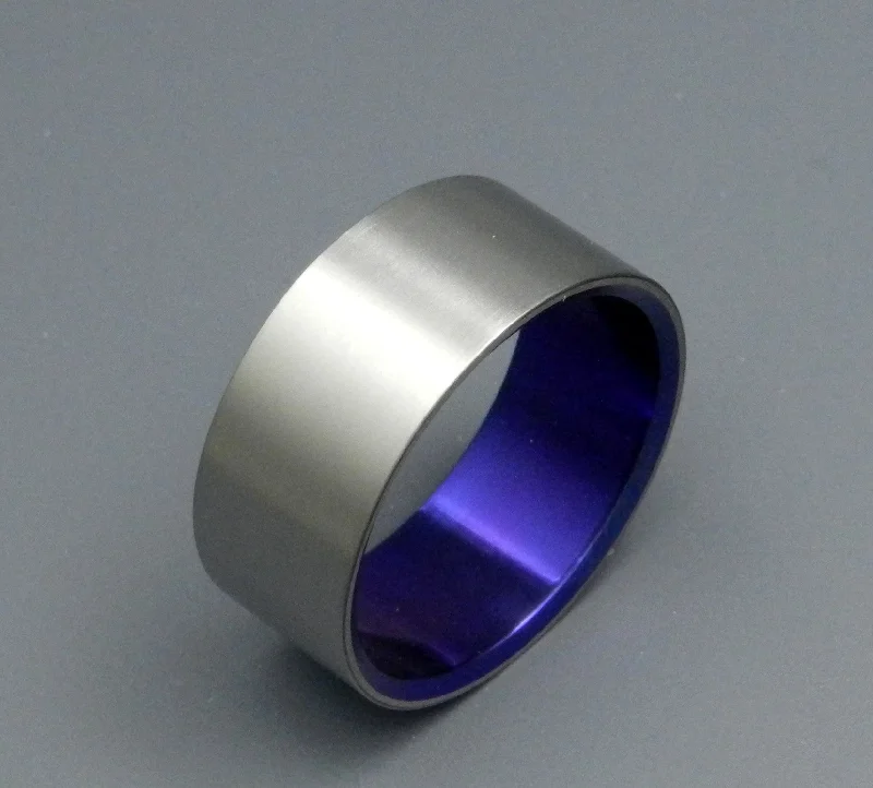 Simple Satin Purple | Men's Satin Purple & Titanium Wedding Ring