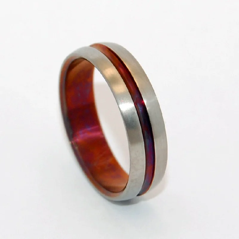 Burnished Bronze Wine Signature Ring | Men's Bronze, Anodized Titanium Wedding Ring