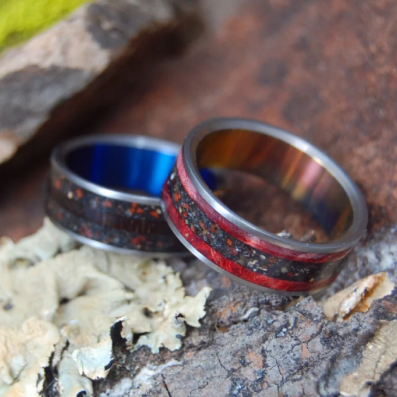 Heat & Cool Across The Land | Wood & Beach Sand Ring - Hawaiian Wedding Ring - Unique Wedding Ring