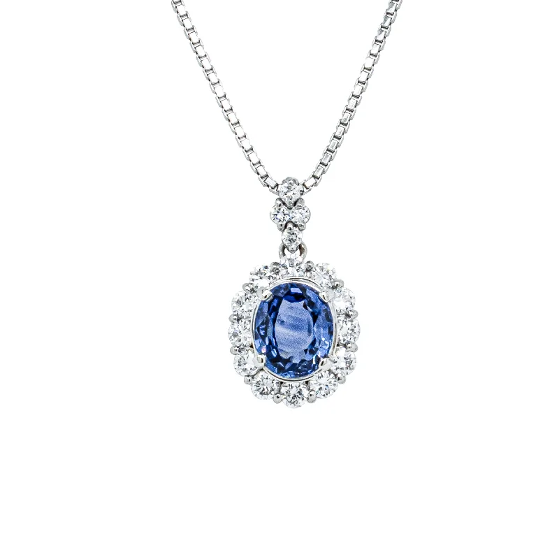 personalized birthstone necklaces for women-Deja Vu Platinum 2.00ct Sapphire & Diamond Pendant