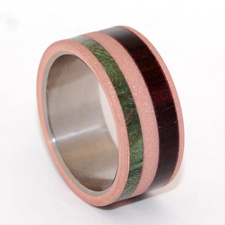 Legolas | Men's Copper Green Maple Wood, Dark Cocobolo & Titanium Wedding Ring