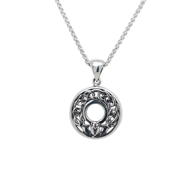 oval pendant necklaces for women-Silver Claddagh Pendant Small