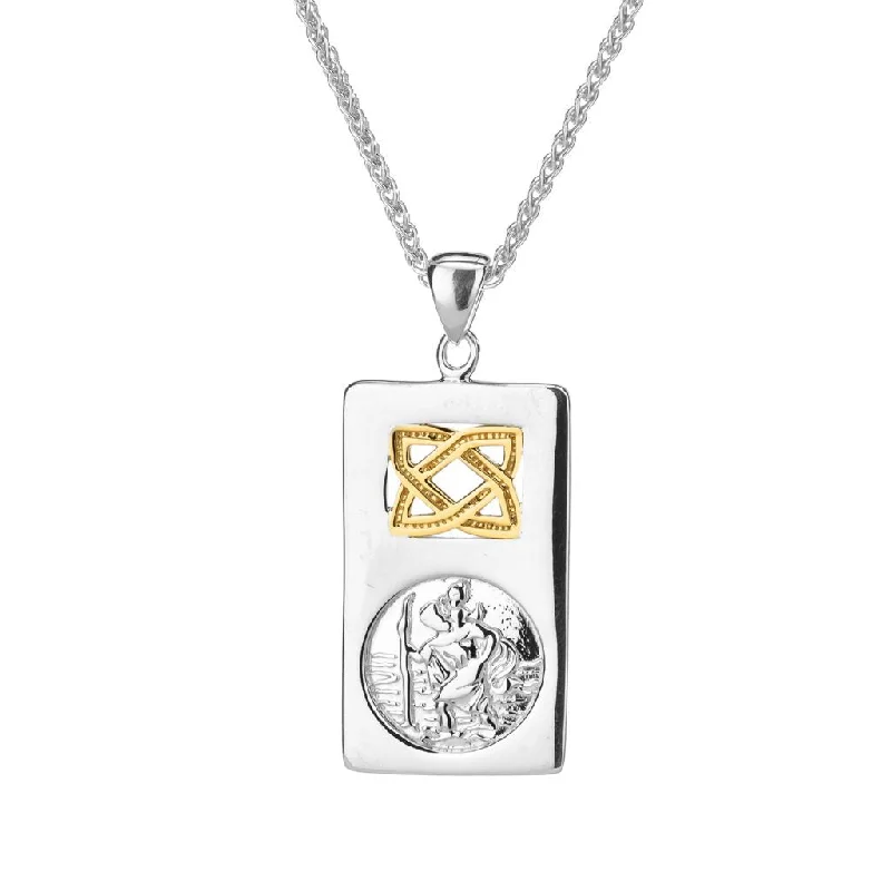 bohemian necklaces for women-Silver and 10k Gold St. Christopher Pendant