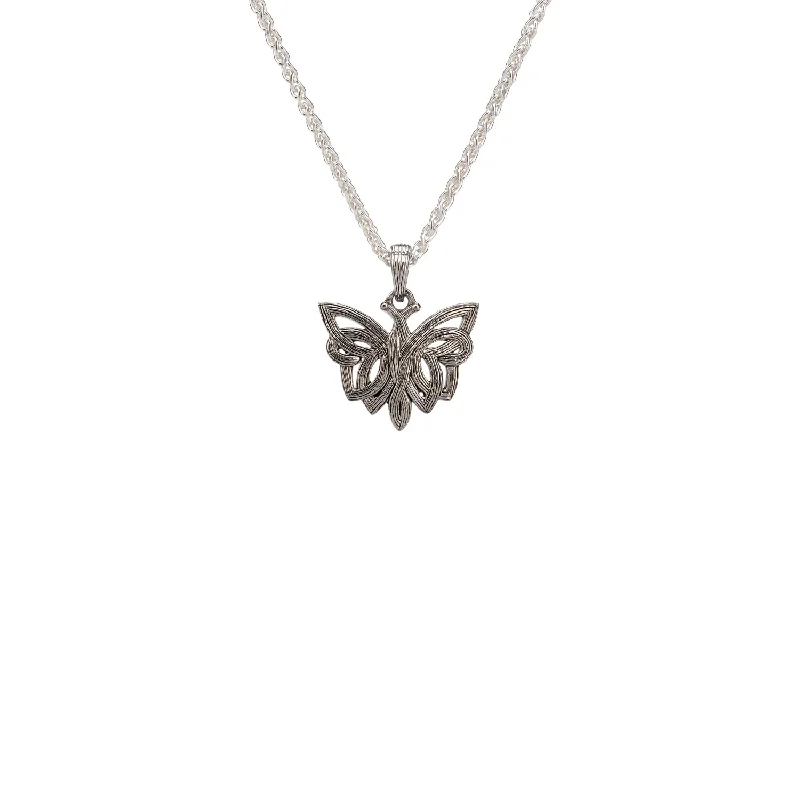 casual necklaces for women-Silver Butterfly Pendant