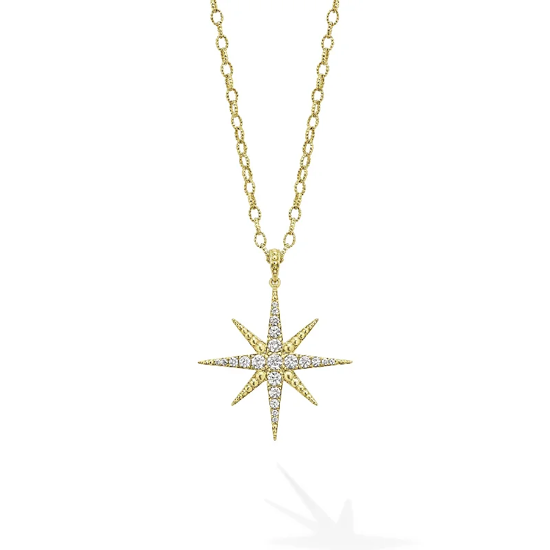 adjustable chain necklaces for women-Studio 18K North Star Diamond Pendant Necklace