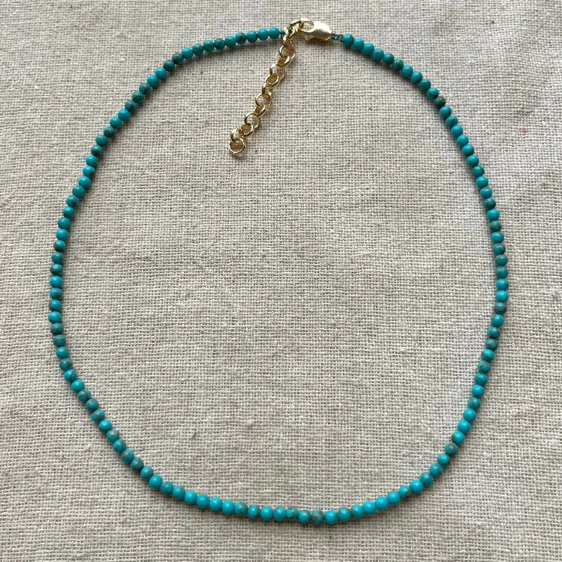 gold chain necklaces for women-Turquoise 3mm Beaded Necklace - Wisdom