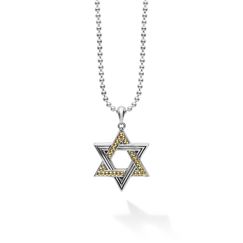 trendy layered necklaces for women-Anthem Two-Tone Star of David Amulet Necklace