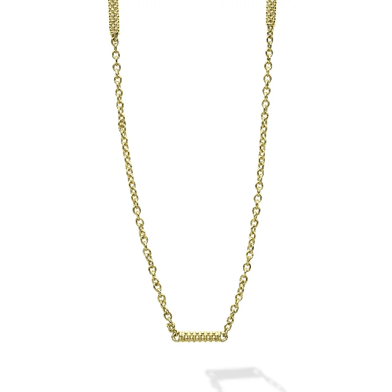 statement necklaces for women-Signature Caviar 18K Gold Superfine Station Chain Necklace