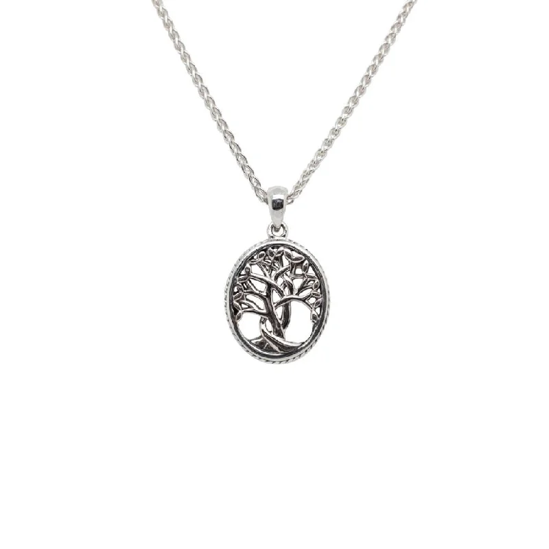 geometric necklaces for women-Silver Tree of Life Pendant Petite