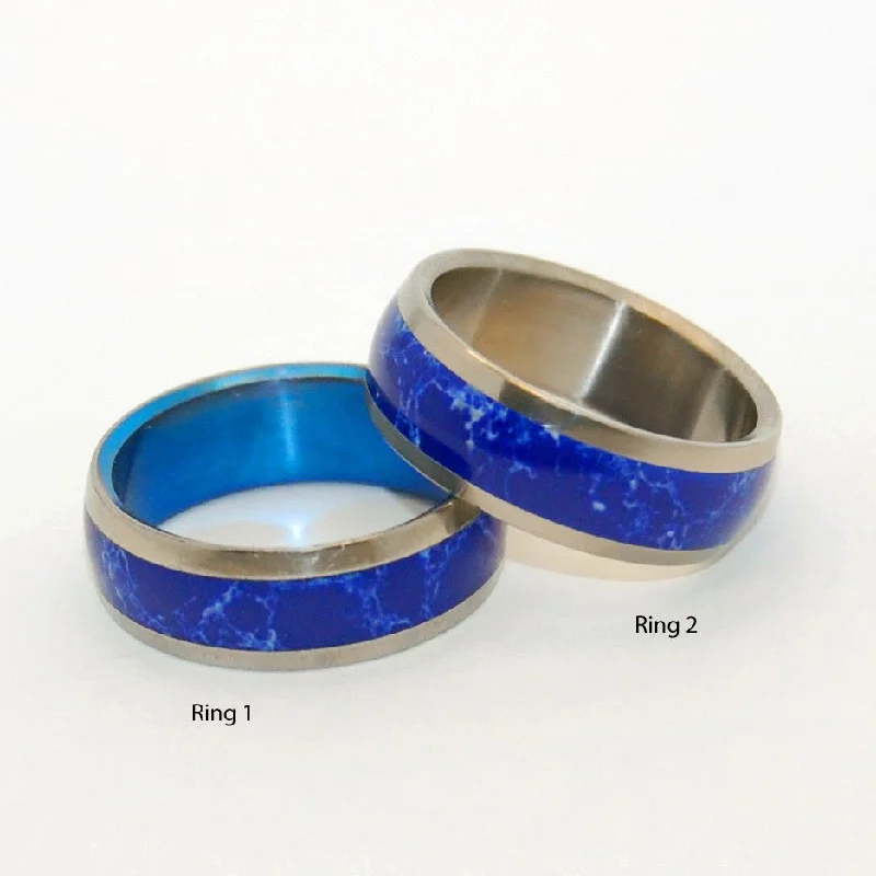 Poet's Stone | Sodalite Stone & Titanium Wedding Ring Set