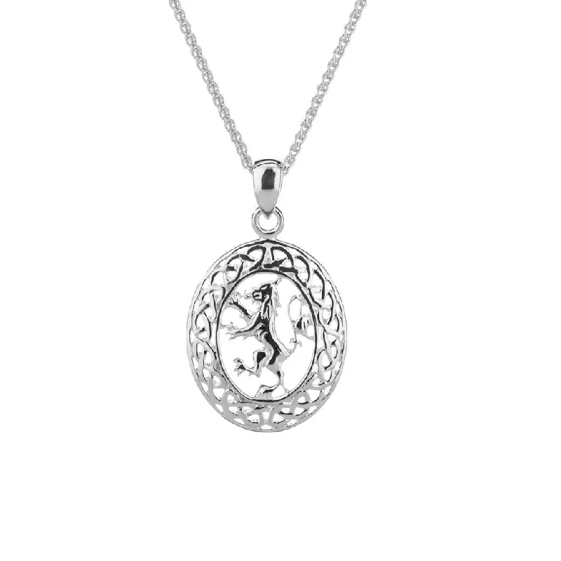 fashion-forward necklaces for women-Silver Lion Rampant Pendant Oval