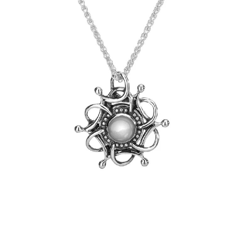 adjustable necklaces for women-Silver and Cabachon White Topaz Tempest Pendant