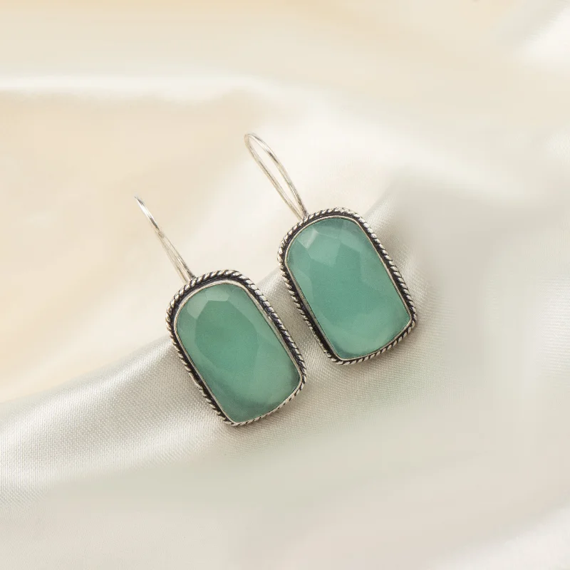 fashion earrings for women-Nipura Teal Crystal Drop Earrings