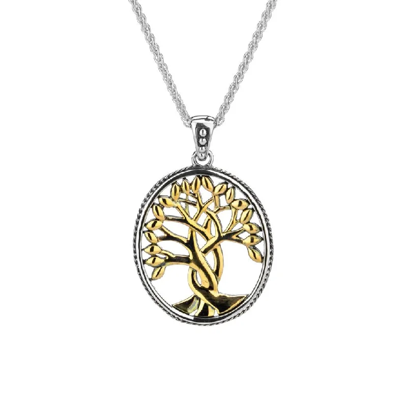 custom charm necklaces for women-Silver and 10k Gold Tree of Life Pendant