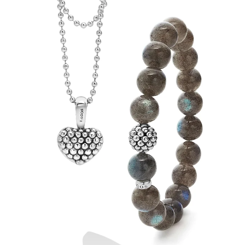 layered necklaces for women-Signature Caviar Caviar Beaded Bracelet and Necklace Gift Set