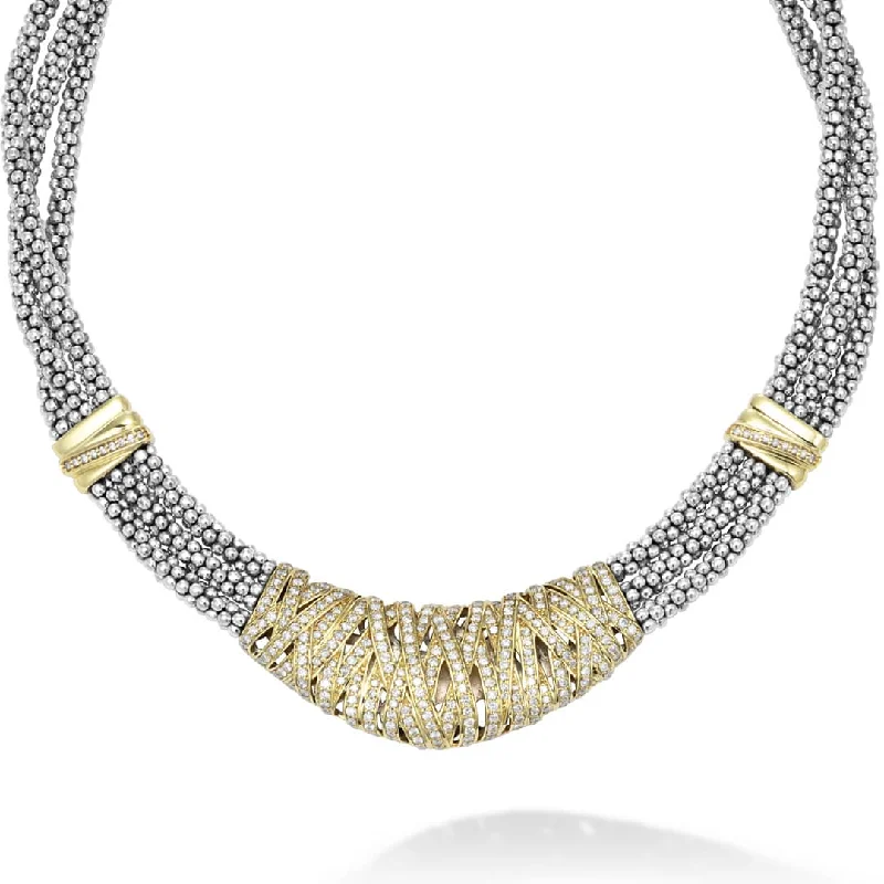 gemstone necklaces for women-Caviar Lux Statement Two-Tone Caviar Diamond Necklace