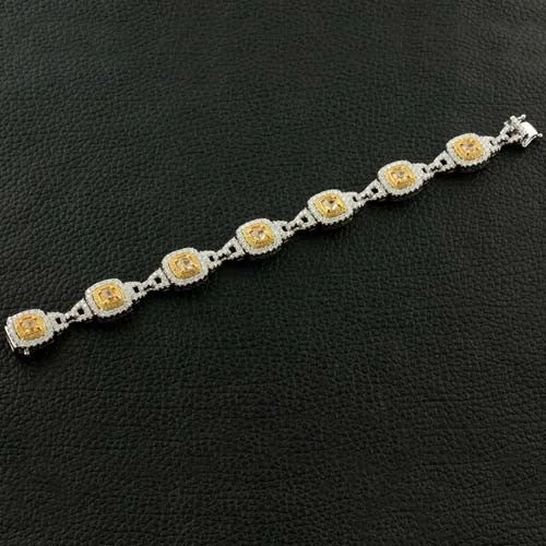 personalized bracelets for women-Cushion cut Yellow Diamond Bracelet