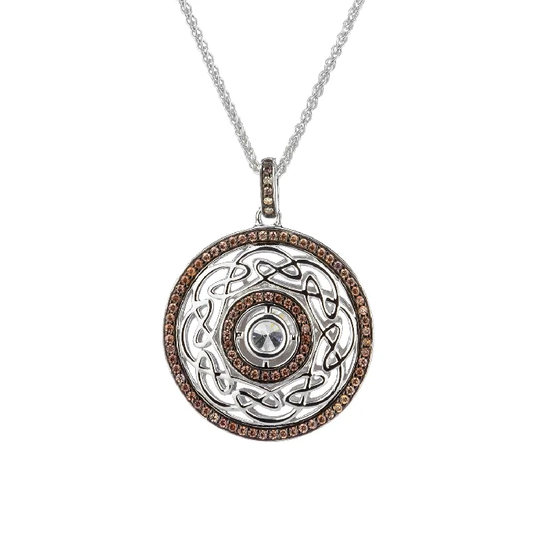 unique necklaces for women-Silver Night & Day Reversible Eternity Knot Pendant