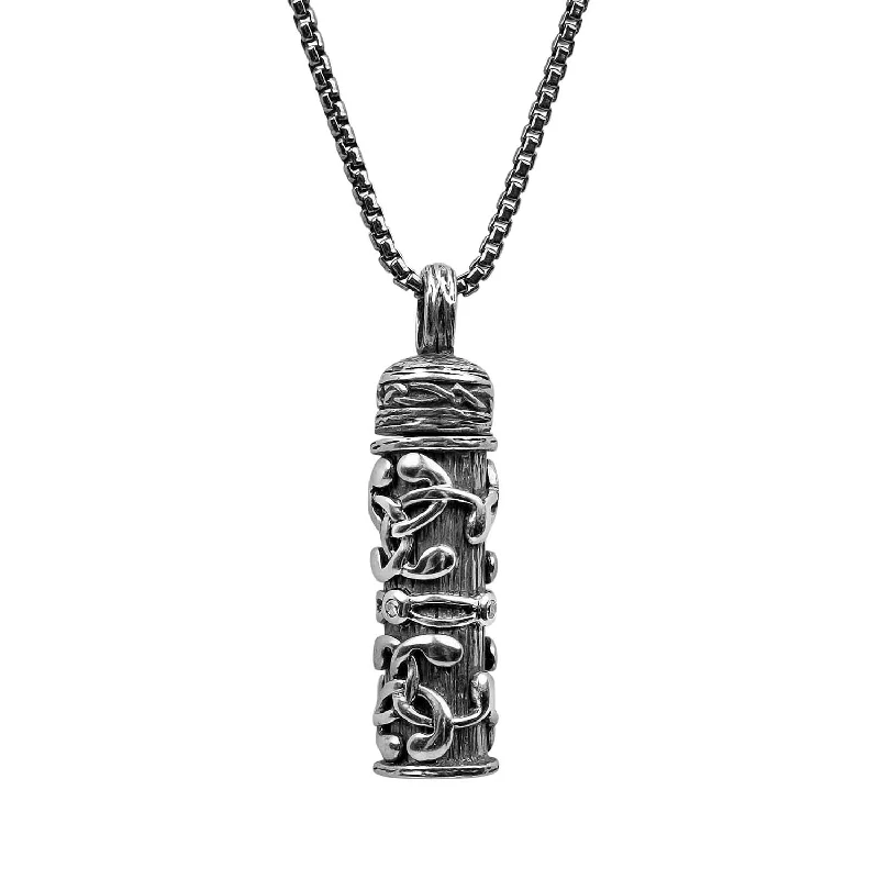 bohemian necklaces for women-Silver Celtic Filigree Keepsake Vial